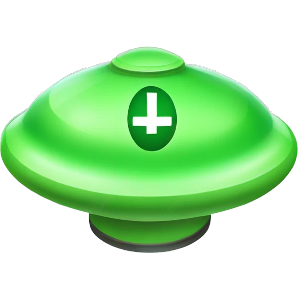 green check mark on a flying saucer emoji