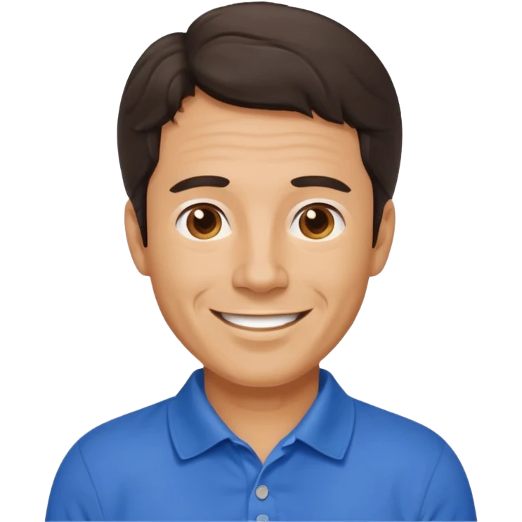 middle aged man, wavy dark hair, wearing a polo shirt, smiling emoji