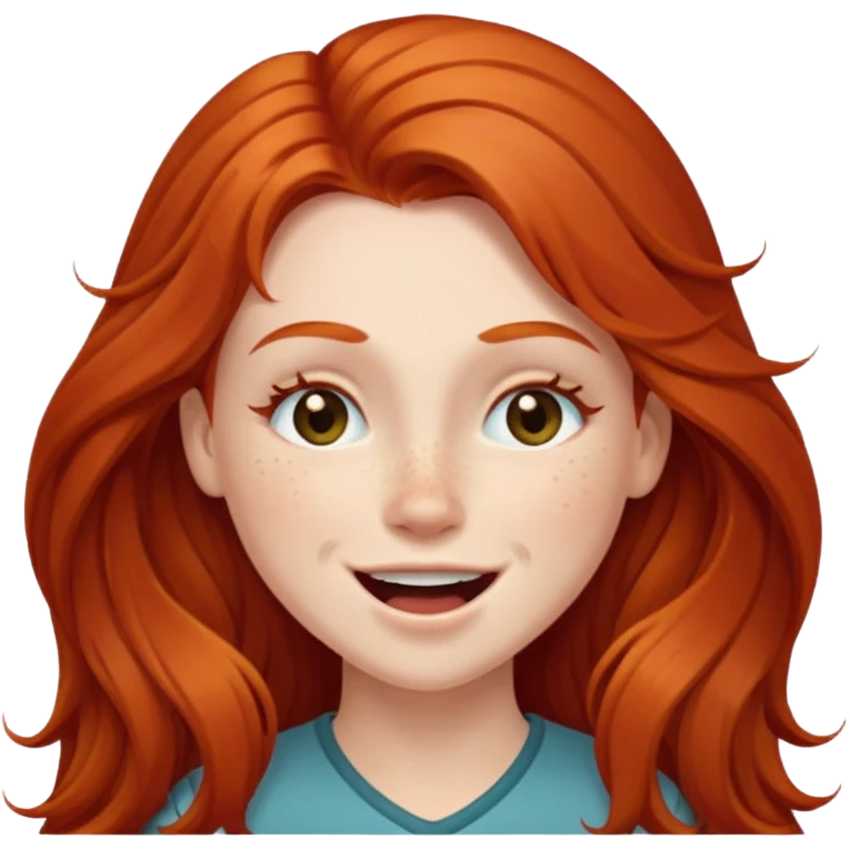Excited long haired redhead winking emoji