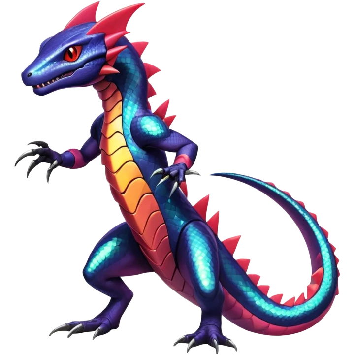 Shiny Exotic Colorful epic Salandit-Genesect-Koraidon-Fakémon-hybrid-creature (full body)  emoji