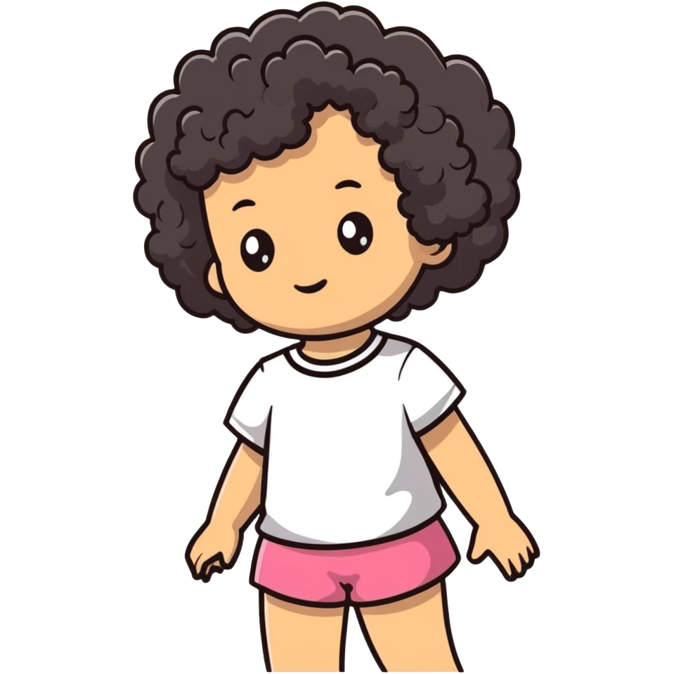 a mixed girl with 3a curly hair emoji