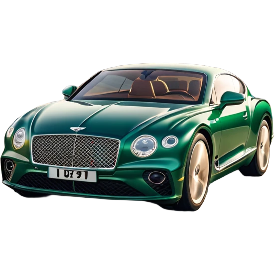 Bentley Continental GT (2022) – cinematic-realistic Bentley Continental GT emoji, its deep emerald green paint reflecting the golden hour sunlight as it cruises along a coastal highway. The roar of its W12 engine builds as it accelerates, the plush leather interior offering an unmatched blend of luxury and performance. emoji