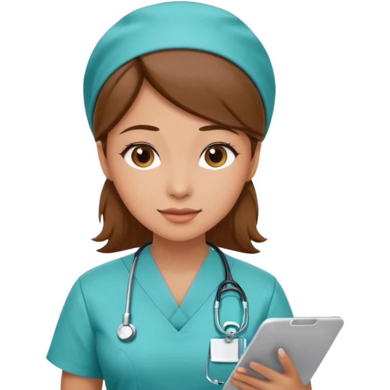 A female office worker who undertakes the work or tasks to respond to the customer's sales request, no head headsets or telephones. Can you add a medical background to better set the context? emoji