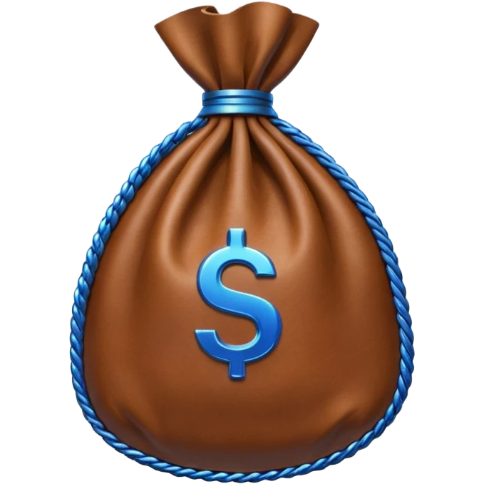 brown money bag with a blue coin  emoji