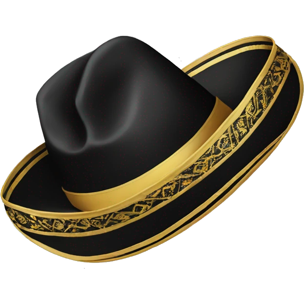 Black with gold trim Mexican mariachi sombrero hat emoji