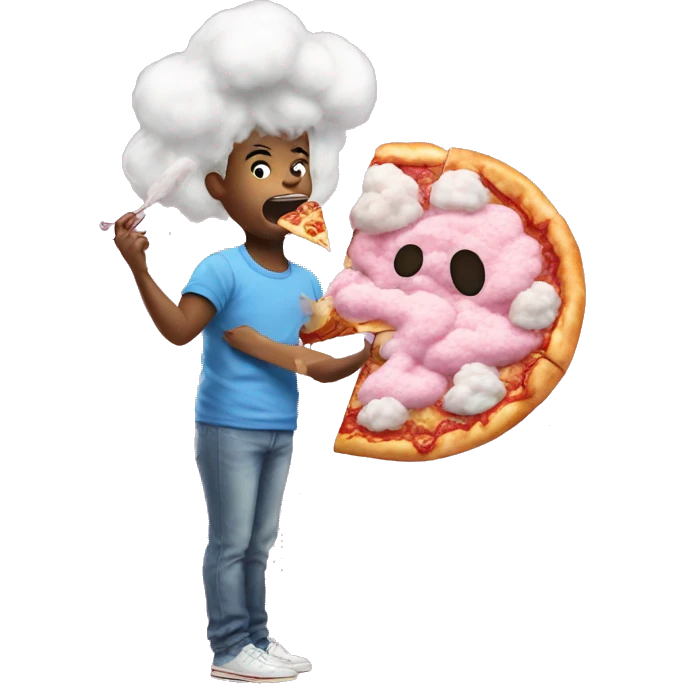 Cotton candy eating pizza emoji