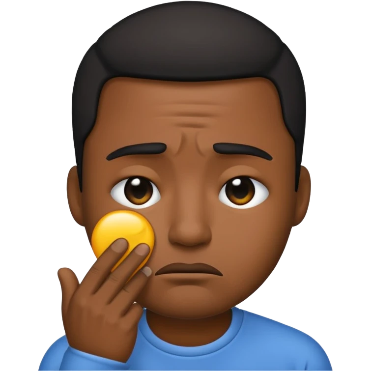 Black man emoji shedding a tear with a frown emoji