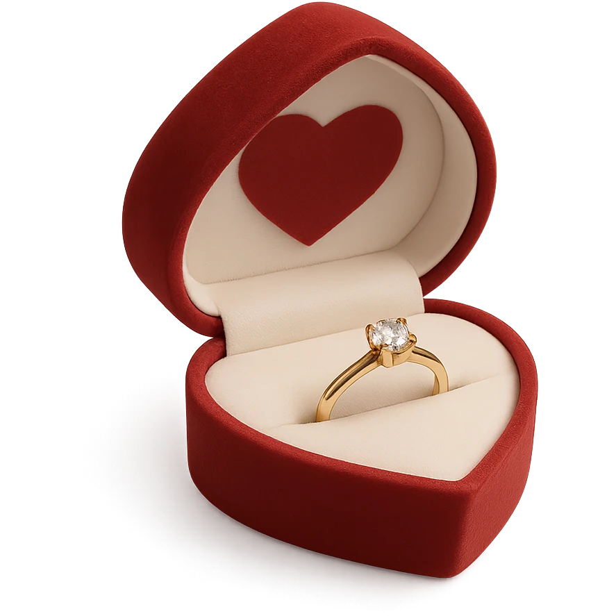love-themed ring box with heart emoji