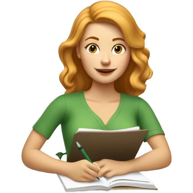 strawberry blonde woman writing in journal emoji