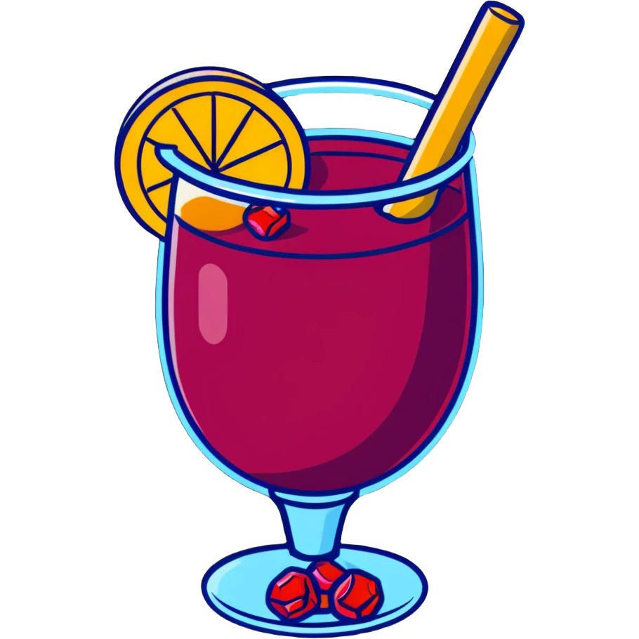 frozen slushy sangria with fruit pieces and wine emoji