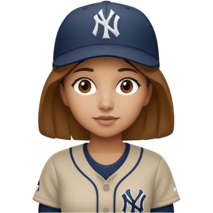 Latina girl short light brown hair wearing New York Yankees hat and jersey  emoji