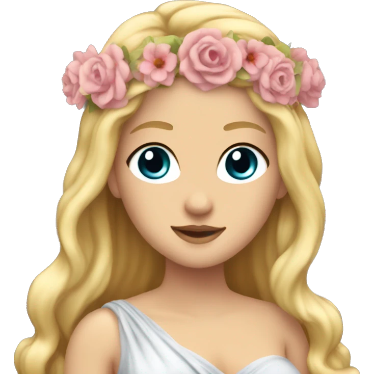 Aphrodite with blonde hair and wearing a flower crown emoji