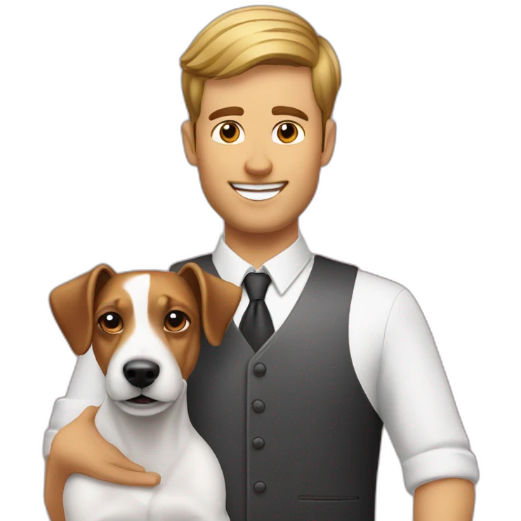 Morn hair cut Man with jack russell terrier dog emoji