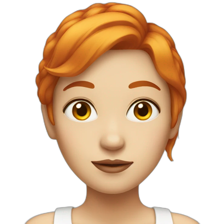 women, red hair and yellow decoloration at the tip, with a very white skin emoji