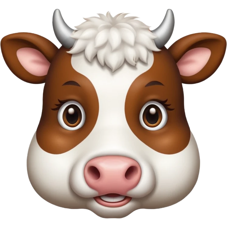 simple cute cow face, animal eyes, not person eyes emoji