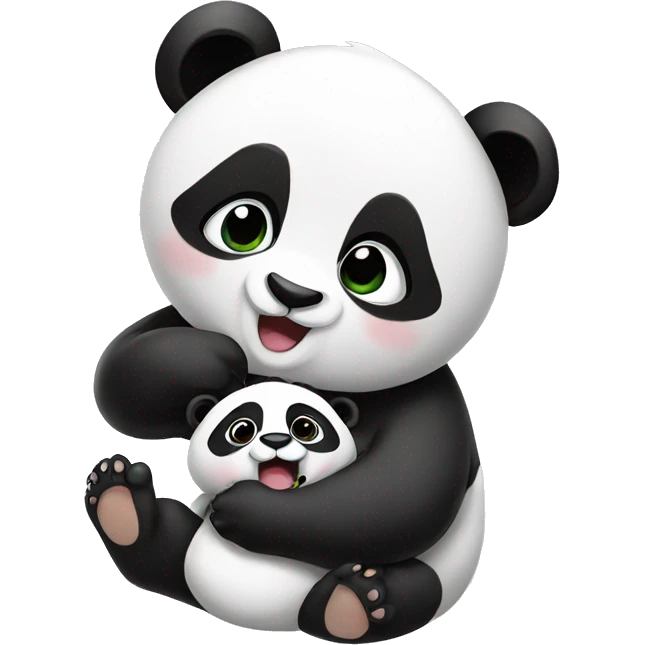 Panda holding a baby panda emoji