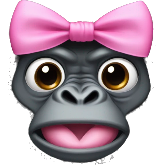 Gorilla with wig and pink bow on its head  emoji