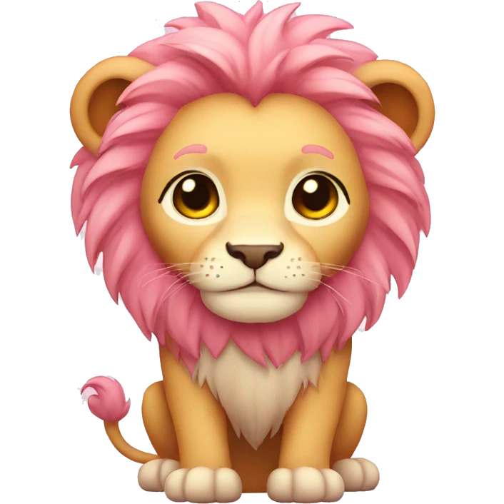 Pink Chibi Cartoon Lion emoji