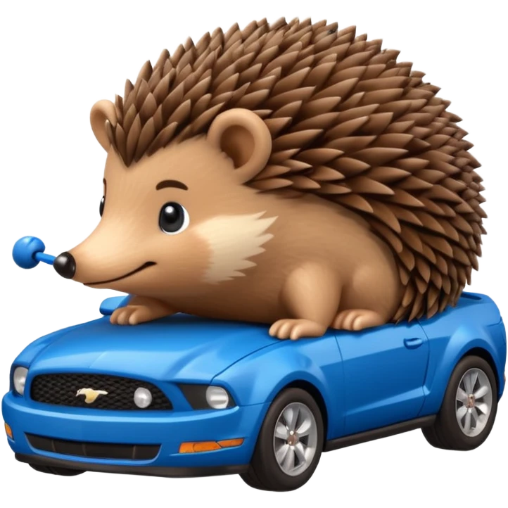 Милый ёжик с узелком еден на синем мустанке emoji