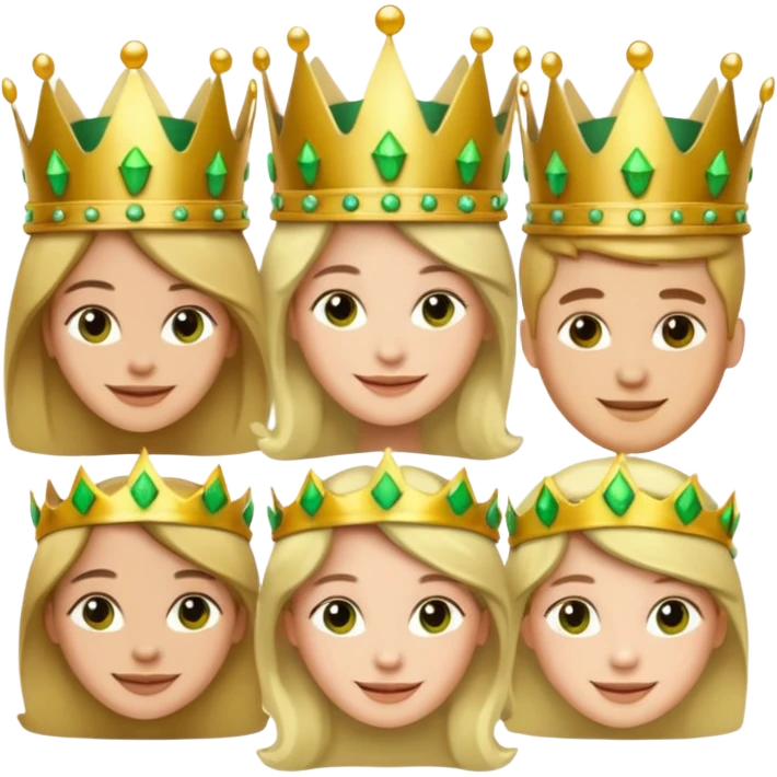 Several people with a crown that unites them with golden and green colours emoji