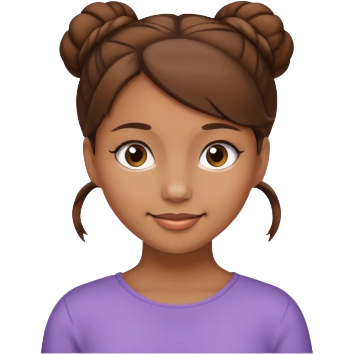 Girl with light brow skin and brown hair in bun emoji