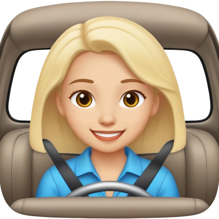 smiling girl in car interior emoji