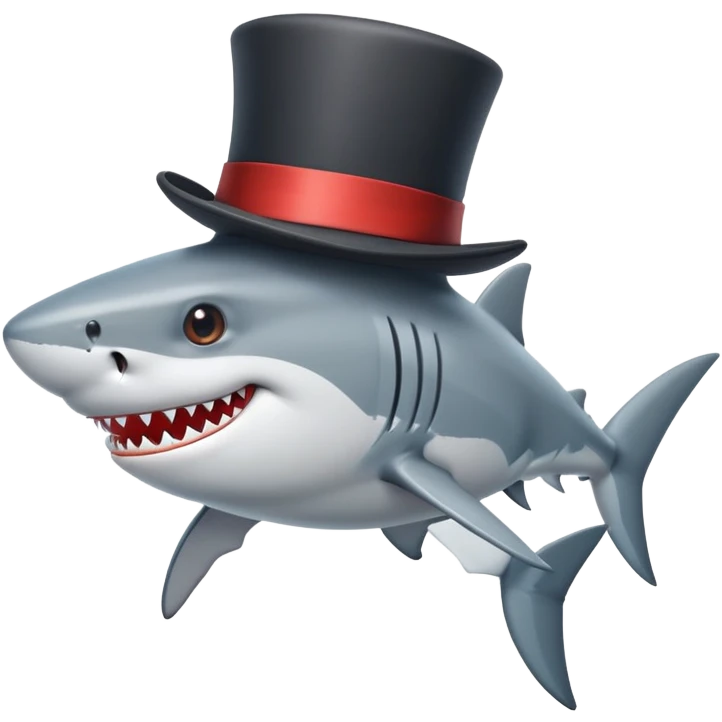 Shark with a top hat emoji