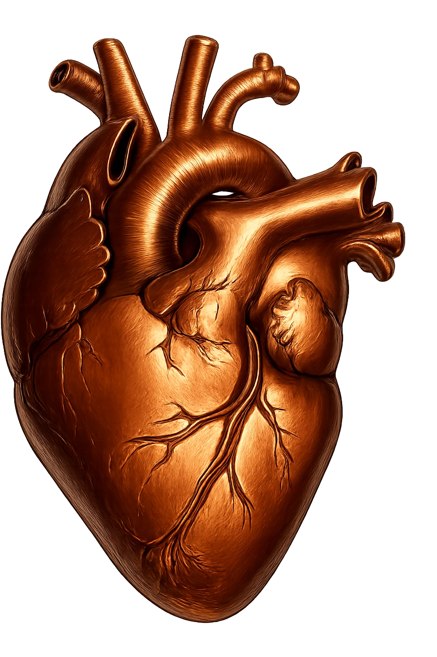 heart with a metallic copper finish, digital illustration, no background emoji