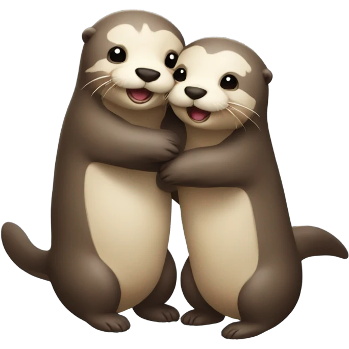 A happy Otter Couple hugging each other with love emoji