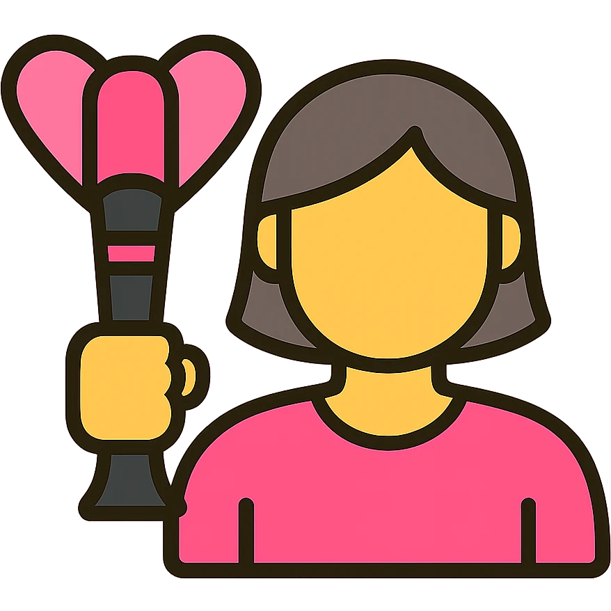 a fan holding a Blackpink light stick, minimal flat icon, simple shapes emoji