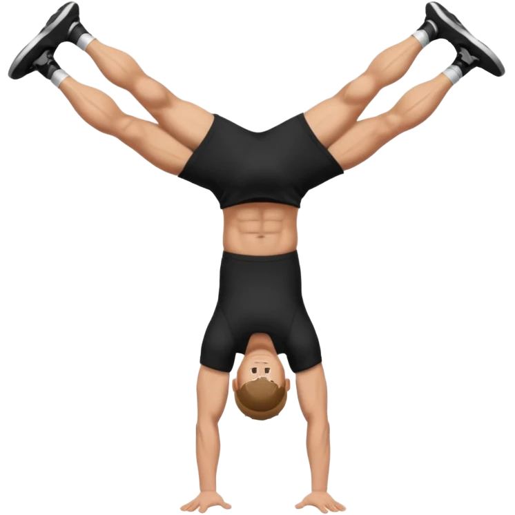 black shorts and t shirt white man one hand handstand emoji