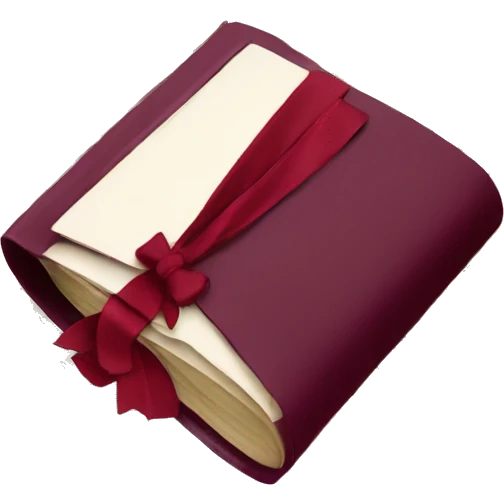 open book with burgundy bow and lipstick emoji