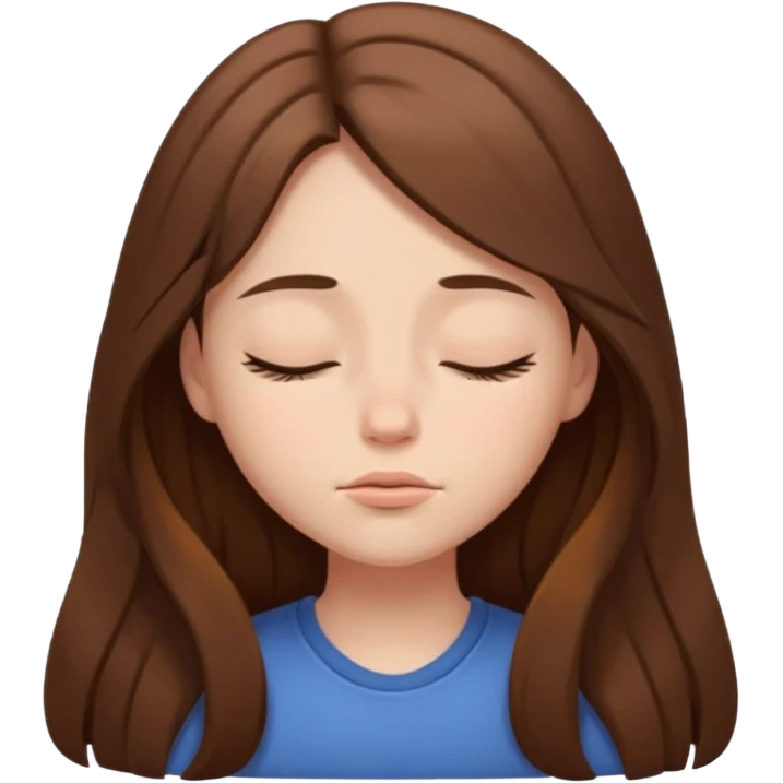 sleepy girl with long brown hair eyes half-closed emoji