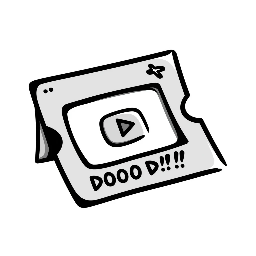 lottery scratcher ticket with a plus sign and YouTube play button, playful emoji