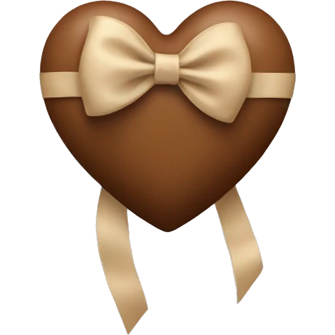brown heart with beige bow emoji