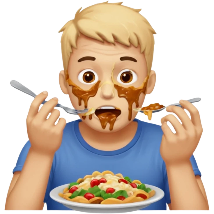 man eating messy emoji