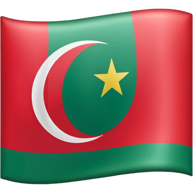 flag with Portugal green and red background, Turkish crescent moon and star in center, iPhone emoji style emoji