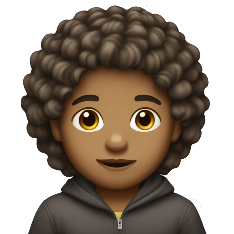 male Baby face dark long curls Light skin tone emoji