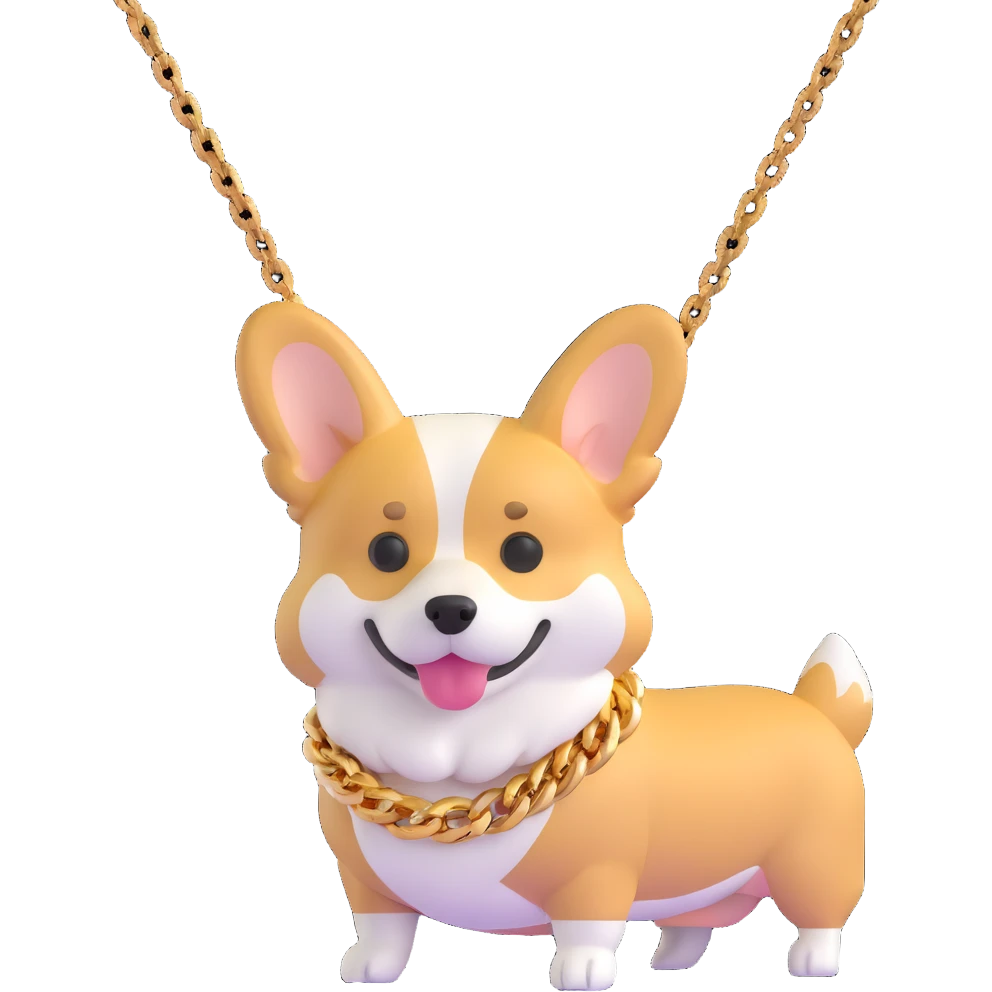 corgi wearing a gold chain emoji