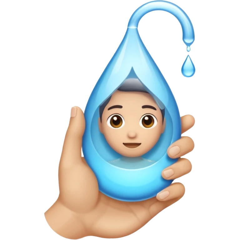 una gota de agua que tenga en la mano un telefono emoji