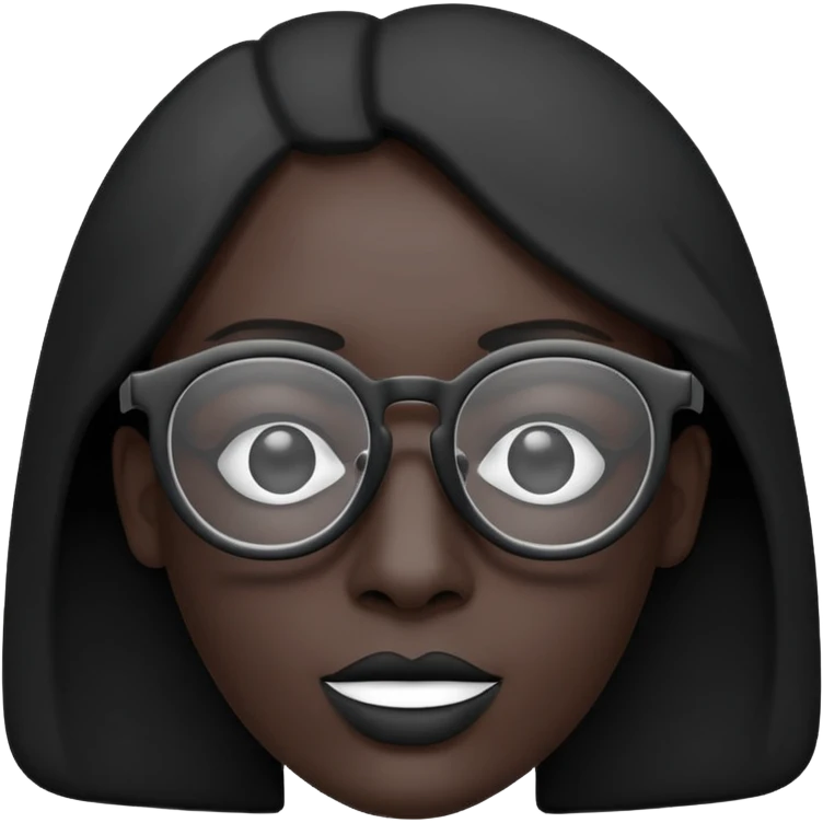 Minimalist flat vector icon, iOS style, thin black outline on a white background. Human silhouette. Black, completely monochrome, matte. Impersonal, no eye sockets, no hair. Wearing glasses. emoji