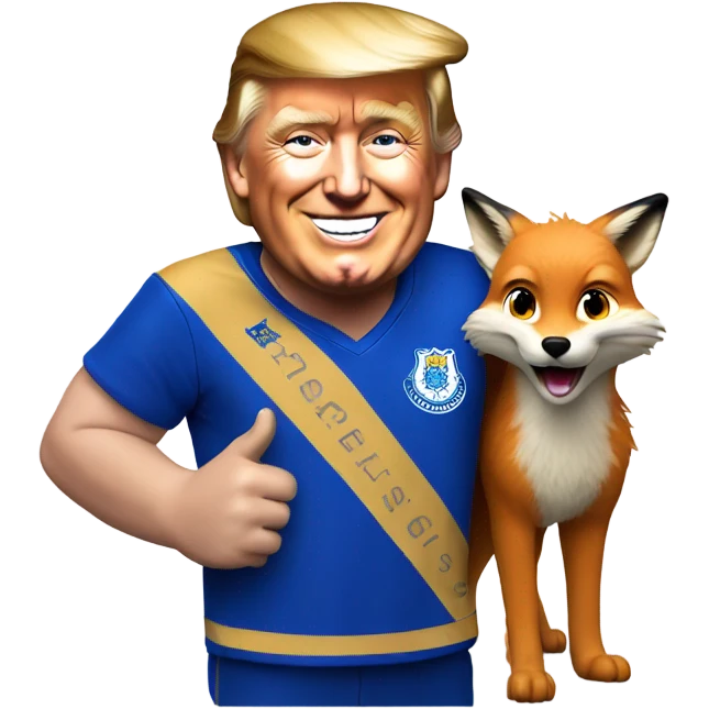 Donald trump as a Leicester supporter with fox  emoji