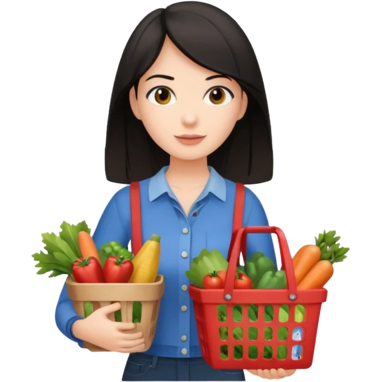 dark haired lady grocery shopping emoji