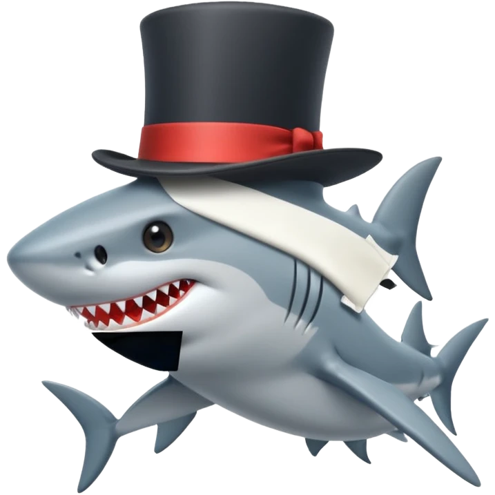 Shark with a top hat emoji