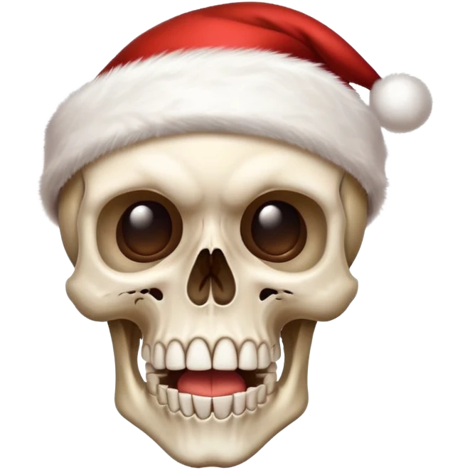 Shocked Skull from 18 iOS with Christmas hat emoji