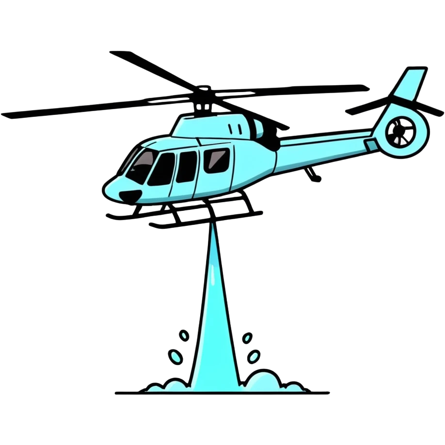 Helicopter spraying water emoji