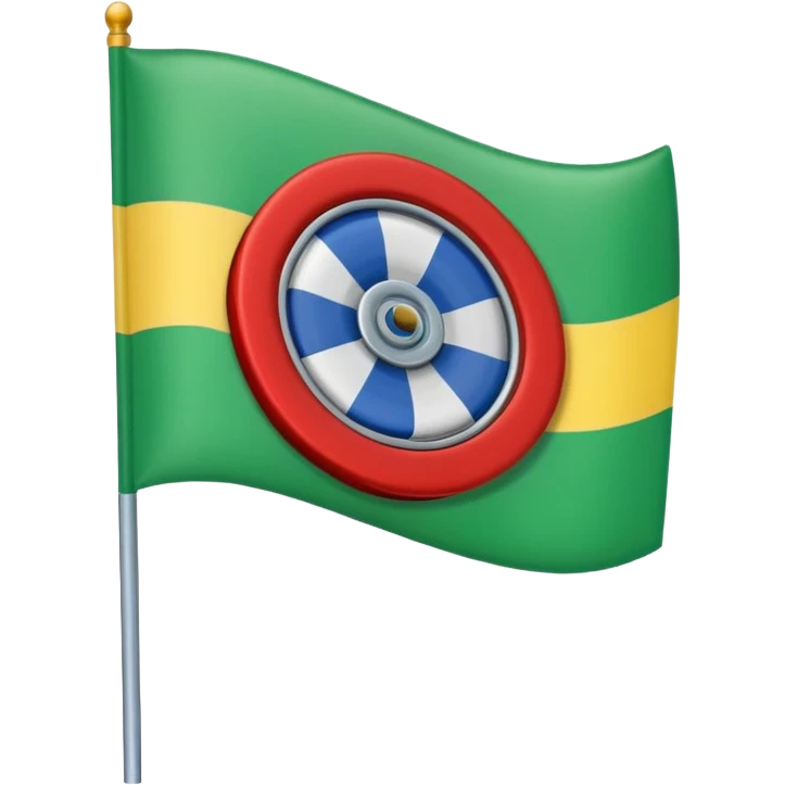 Drapeau bande bleu en haut bande verte en bas et roue rouge au milieu emoji