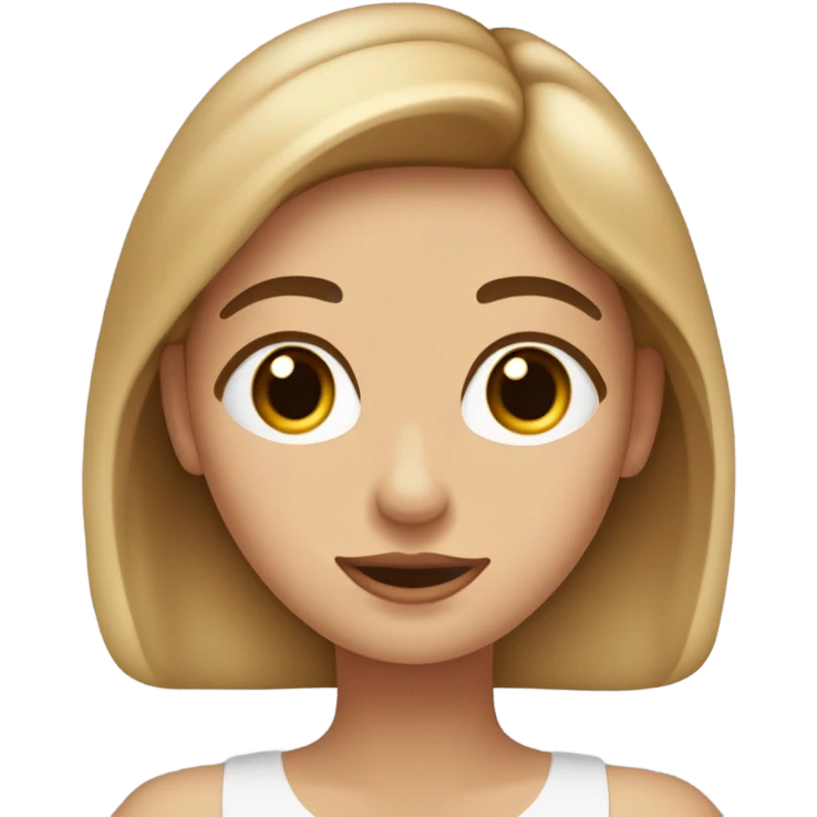 chica de piel neutra con cabello rubio avellana con un te en la mano, los ojos marron oscuro y labios color palo rosa  emoji