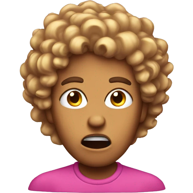 pink angry reaction emoji with curly hair emoji