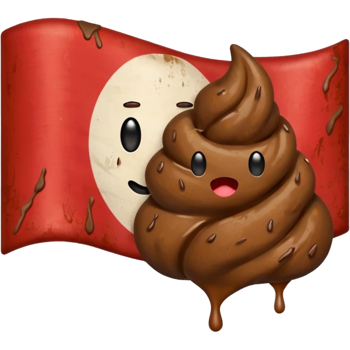 Make a Indonesian flag but there's poop inside the flag emoji